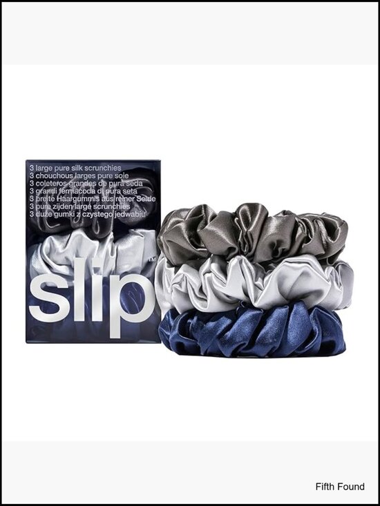 100% Pure Mulberry Silk Large Scrunchies - Set of 3, Anti-Crease main image 5